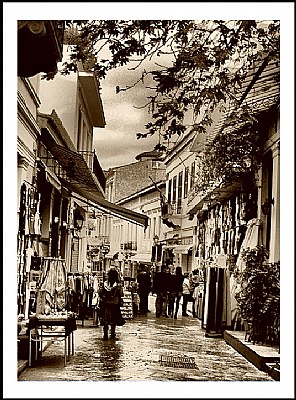 walking and shoping in sepia...