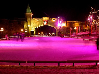 Ice skating at Place D'Youville, Quebec