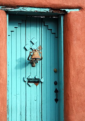 Blue door with bell