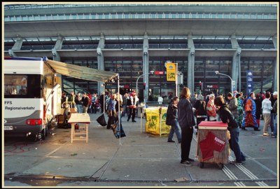 Carnival and social work in front of the railway station