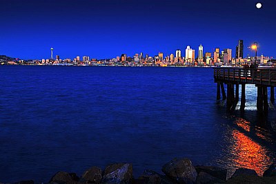 Winter Moon over Seattle