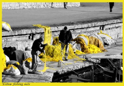 yellow fishing nets