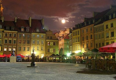 Moonlit Warsaw Old Town Market
