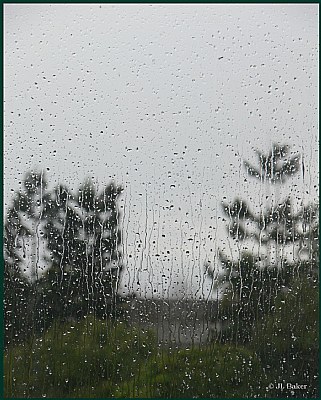 Drops of rain on the window pane