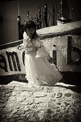 Little girl in Santorini