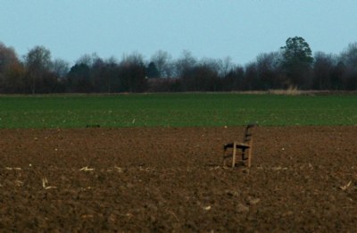 A chair on a field