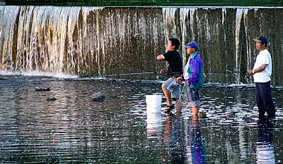 Fishing by the falls