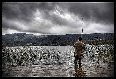 lake and fisherman