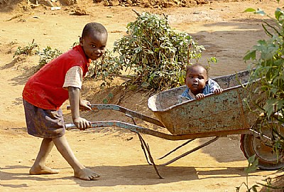 Kids playing in Wheelbarrow