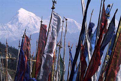 Prayer Flags and Mountains, Bhutan