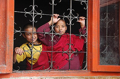 Tibetan monks in training