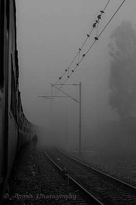the foggy railroad