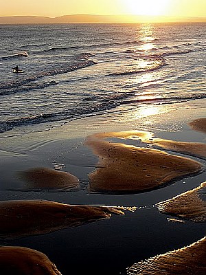 Water and sand on sunset