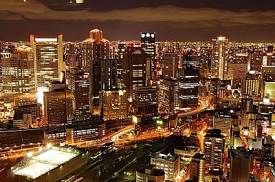 Night view of Umeda sky building Floating Garden - Osaka