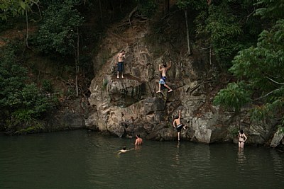 Playing at the rock pool