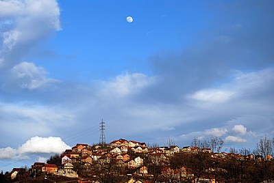 Moon over the city