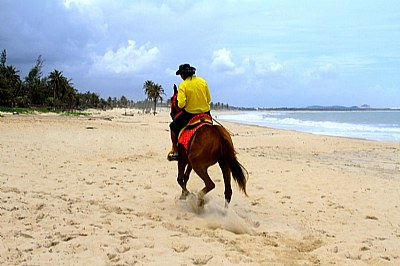 A cowboy at beach