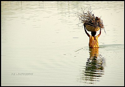 Crossing River with Carring Burden