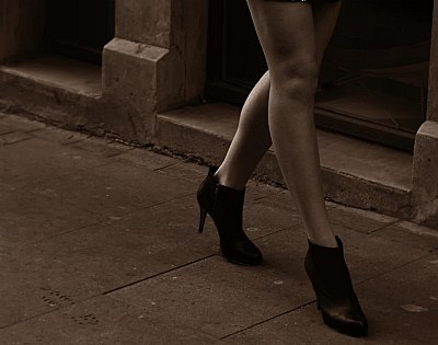 pace off with beautiful legs...