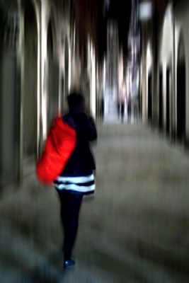 The girl with red bag 