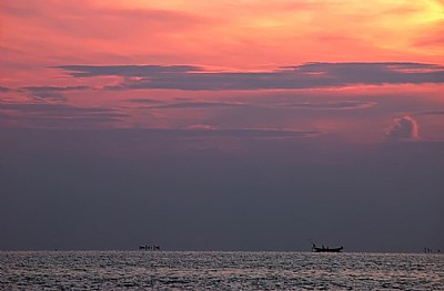 Fishing boat during sunrise
