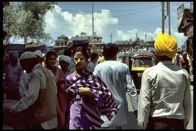 a woman among the crowd