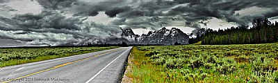 A 12 shot panorama of the Teton Range as seen from the Teton Park Road