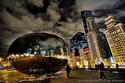 The Bean again. A different view of it showing the reflection of the high-rises