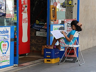 Studying in the street