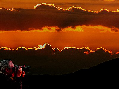 Photographer at sunset