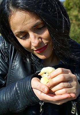 Lady and the chicken