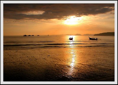 On the beach at sun set