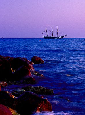 School ship Palinuro, from the rocks