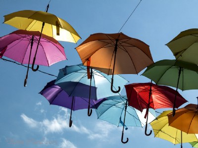 umbrellas in the sky