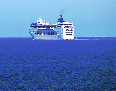 Cruiser On Blue Ocean