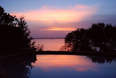 Pool & Lake at Sunset