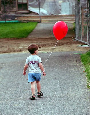 Boy with Red Balloon (at construction site)