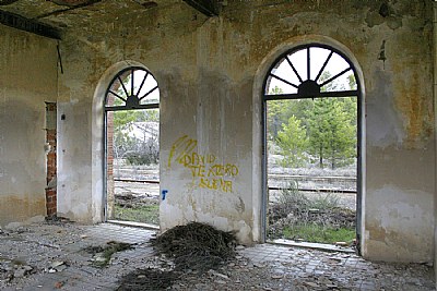 Inside an old train station