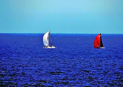 Boats on Navy Blue