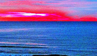 Blue Sea & Red Horizon