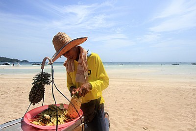 On the beach.