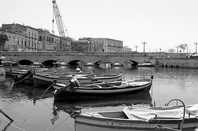 Boats, Dock and Bridge