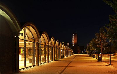 Busstation at night.
