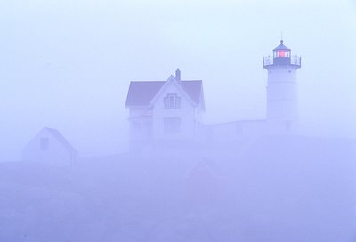 Nubble Light in fog