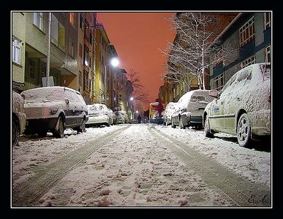 street in winter in the night