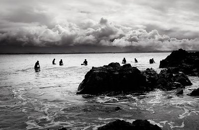 surfers meet for a chat, no swell