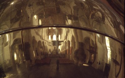 Reflection of  churchinterior in a CHandelier