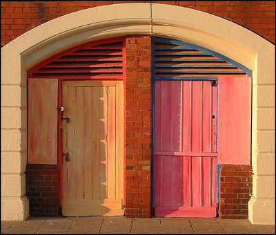 Evening light on doors