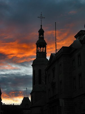Great sunset in old part of Quebec city.