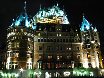 Night photo of Chateau Frontenac